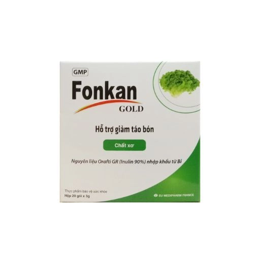 Hỗ trợ giảm táo bón Fonkan Gold hộp 20 gói x 3g