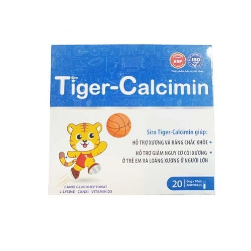 Bổ sung Calci, hỗ trợ xương và răng chắc khỏe Tiger-Calcimin hộp 20 ống x 10ml