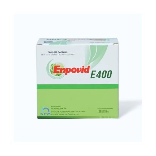Viên ngăn ngừa lão hóa da, điều trị dự phòng thiếu vitamin E Enpovid E400 IU hộp 10 vỉ x 10 viên