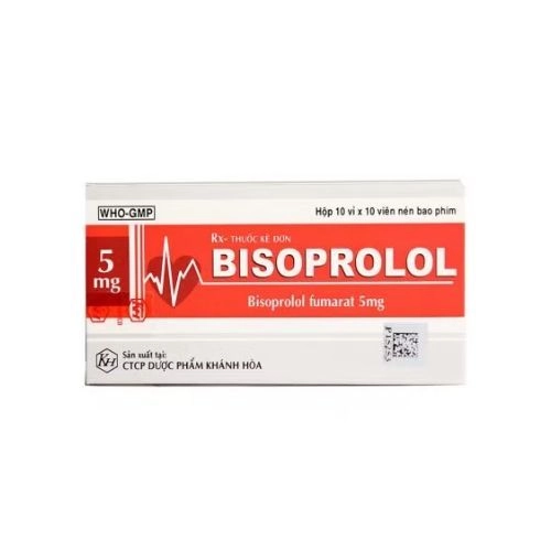 Thuốc điều trị tăng huyết áp, đau thắt ngực, suy tim Bisoprolol 5mg hộp 10 vỉ x 10 viên