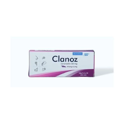 Thuốc trị viêm mũi dị ứng, mày đay, ngứa Clanoz 10mg hộp 2 vỉ x 10 viên