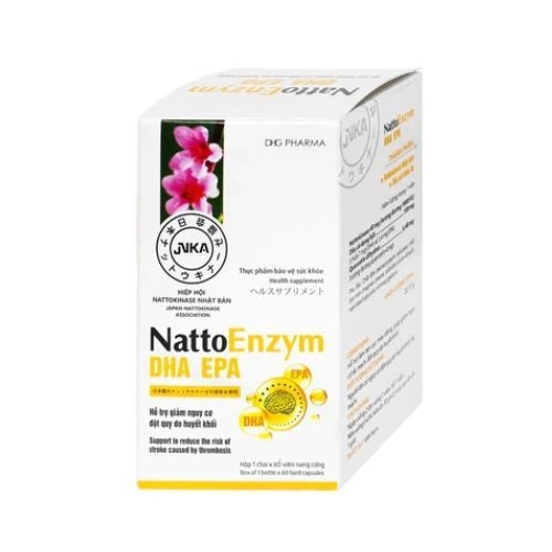 Hỗ trợ giảm nguy cơ đột quỵ do huyết khối NattoEnzym DHA EPA DHG Pharma hộp 1 lọ 60 viên