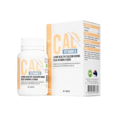 Hỗ trợ phát triển xương, răng Living Healthy Calcium 600mg Plus Vitamin D 500IU hộp 1 lọ 60 viên