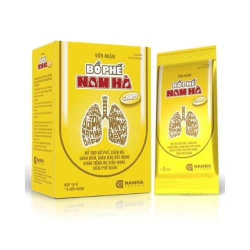 Viên ngậm hỗ trợ giảm ho, bổ phế, hỗ trợ giảm đờm Bổ phế Nam Hà Candy hộp 10 vỉ x 8 viên