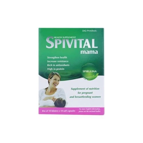 Viên tảo cung cấp đạm thực vật, vitamin, khoáng chất Spivital mama DHG hộp 10 vỉ x 10 viên