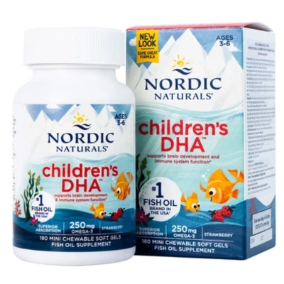 Viên uống tăng cường sức đề kháng Nordic Naturals Children's DHA Strawberry Flavor hộp 1 lọ 180 viên