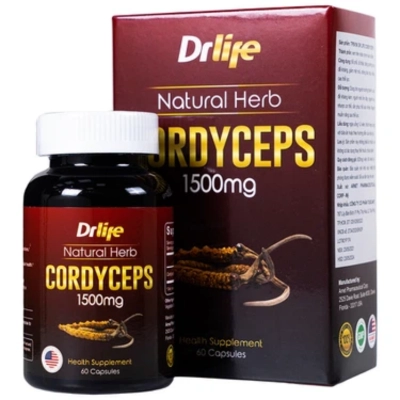 Bổ phổi, bổ thận Drlife Natural Herb Cordyceps 1500mg Arnet Pharmaceutical hộp 60 viên