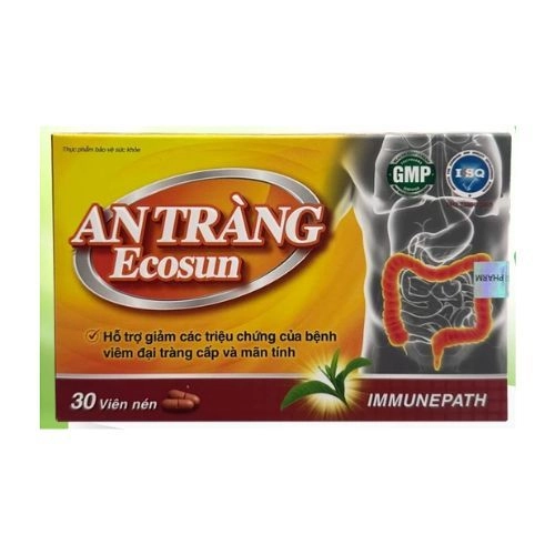 Hỗ trợ làm giảm các triệu chứng của bệnh viêm loét đại tràng cấp và mãn tính AN TRÀNG ECOSUN hộp 30 viên