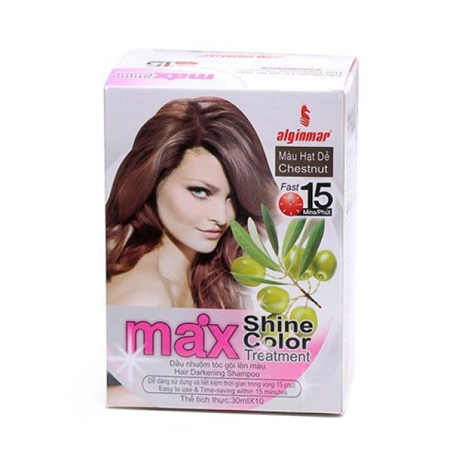Dầu nhuộm tóc màu hạt dẻ Max Shine Color hộp 10 gói