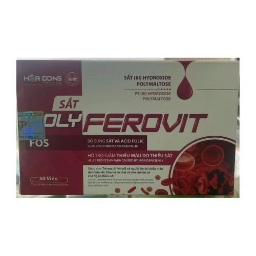 Viên uống hỗ trợ giảm thiếu máu Sắt Poly Ferovit hộp 50 viên