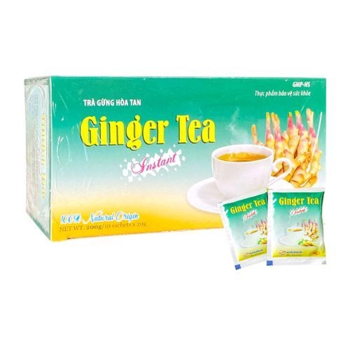 Trà gừng hòa tan hỗ trợ giúp giảm đầy bụng, trướng bụng, khó tiêu Ginger Tea hộp 10 gói x 20g