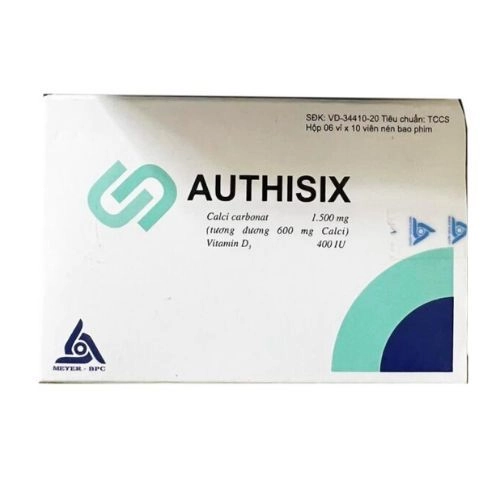 Bổ sung canxi và vitamin D3 Authisix hộp 6 vỉ x 10 viên