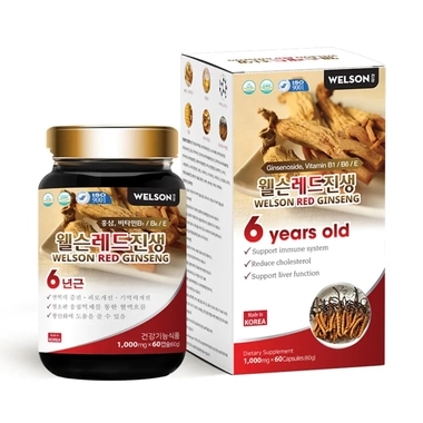 Hồng sâm tăng cường sức đề kháng Welson Red Ginseng hộp 1 lọ 60 viên