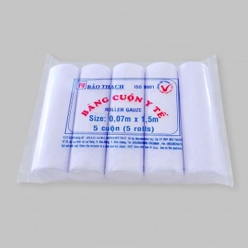 Gạc cuộn Bảo Thạch gói 5 cuộn 0,07m x 1,5m 