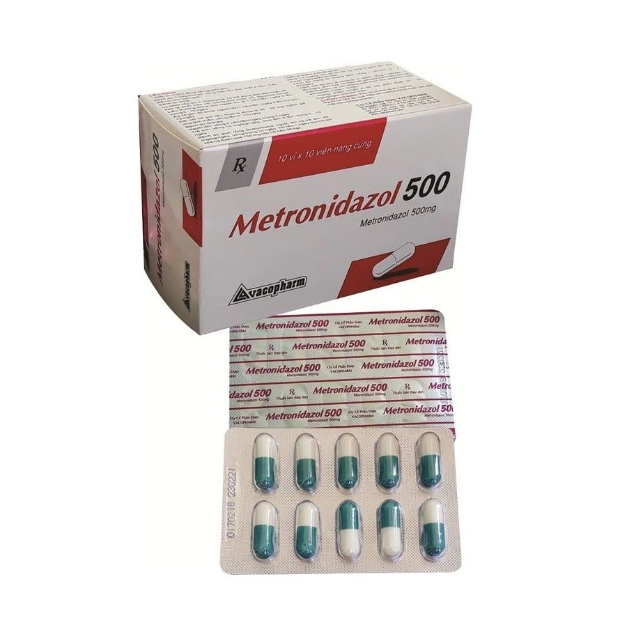 Thuốc kháng sinh Metronidazol 500mg VACOPHARM hộp 100 viên
