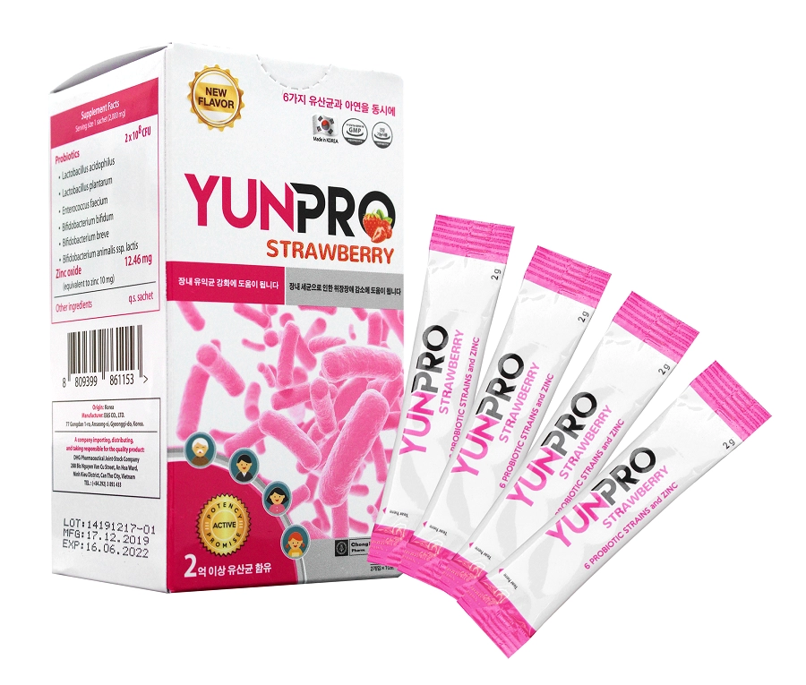 Bổ sung lợi khuẩn YUNPRO Strawberry hộp 20 gói x 2g