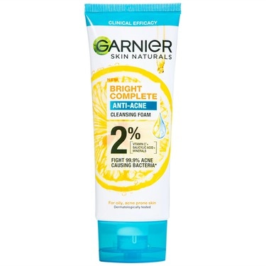 Sữa rửa mặt ngừa mụn Garnier Skin Naturals Bright Complete Anti-Acne Cleansing Foam tuýp x 100ml