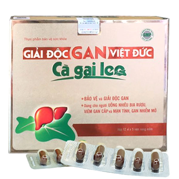 Thực phẩm bảo vệ sức khỏe Giải Độc Gan Việt Đức Cà Gai Leo hộp 12 vỉ x 5 viên