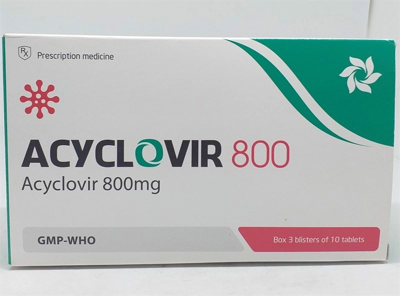 Thuốc kháng virus Acyclovir 800 (GIA NGUYỄN) hộp 30 viên