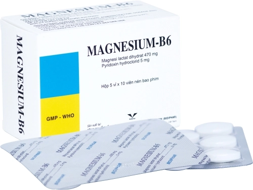 Thuốc bổ sung Magnesium - B6 Bidiphar hộp 5 vỉ x 10 viên nén bao phim