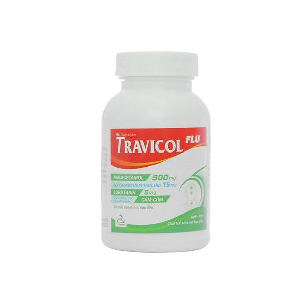 Thuốc trị cảm cúm Travicol Flu lọ 100 viên
