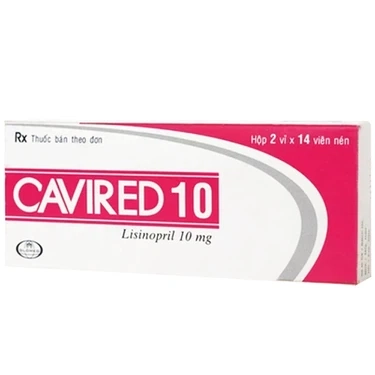 Thuốc điều trị tăng huyết áp Cavired 10 Glomed hộp 2 vỉ x 14 viên