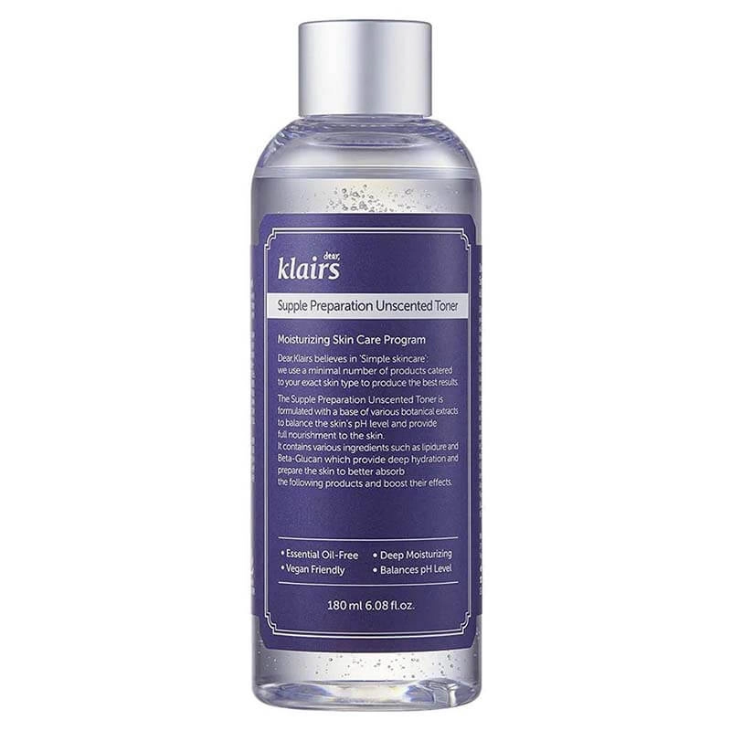 Nước hoa hồng không mùi dưỡng ẩm Dear Klairs Supple Preparation Unscented Toner chai 180ml