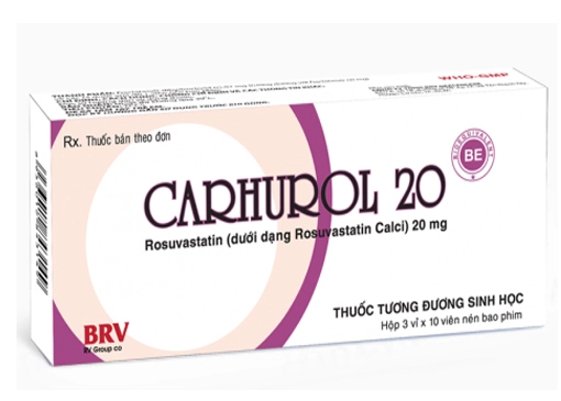 Thuốc hạ mỡ máu Carhurol 20 hộp 3 vỉ x 10 viên nén bao phim