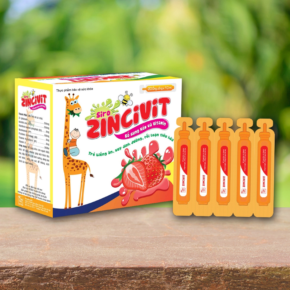 Siro bổ sung kẽm và vitamin ZINCIVIT hộp 4 vỉ x 5 ống x 10ml