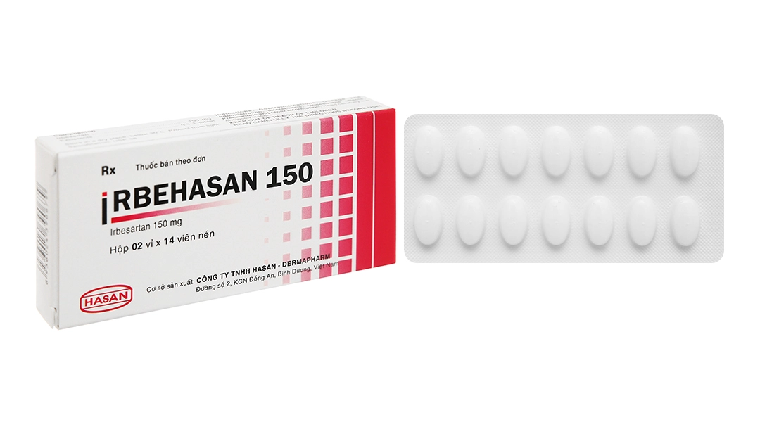 Thuốc điều trị tăng huyết áp Irbehasan 150 hộp 2 vỉ x 14 viên nén