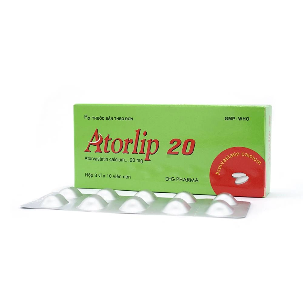 Thuốc hạ lipid máu Atorlip 20 hộp 30 viên