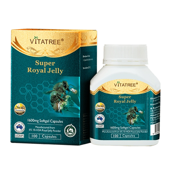 Viên uống sữa ong chúa Úc Vitatree Super Royal Jelly 1600mg hộp 1 lọ 100 viên nang 