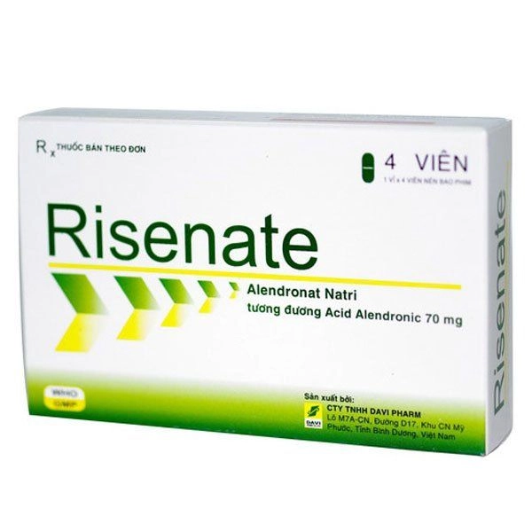 Thuốc trị loãng xương Risenate 70mg Davipharm hộp 1 vỉ x 4 viên nén bao phim