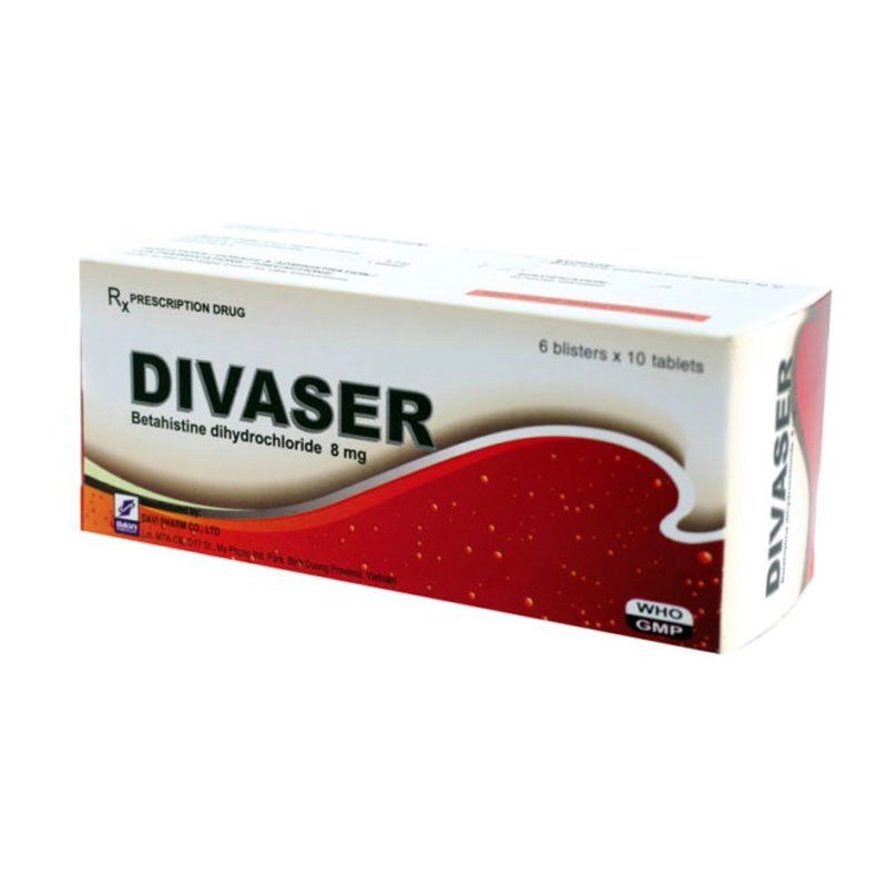 Thuốc trị chóng mặt, rối loạn tiền đình DIVASER hộp 10 vỉ x 10 viên nén
