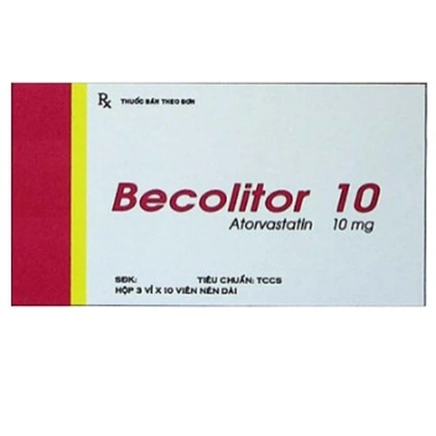 Thuốc hạ mỡ máu Becolitor 10mg hộp 3 vỉ x 10 viên