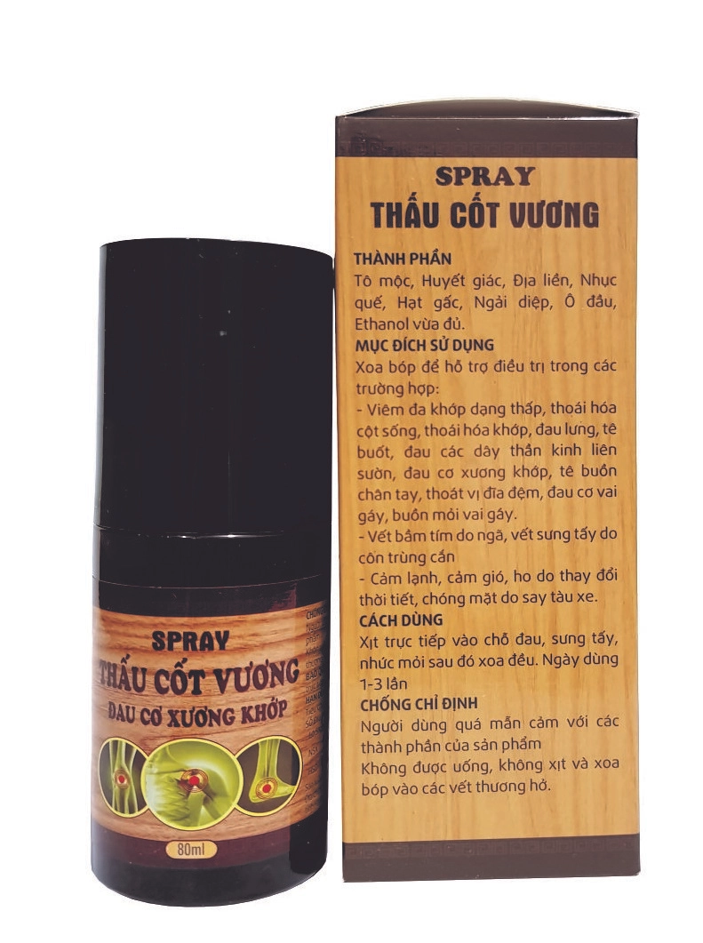 Spray Thầu Cốt Vương Đau Cơ Xương Khớp hộp 1 chai 80ml