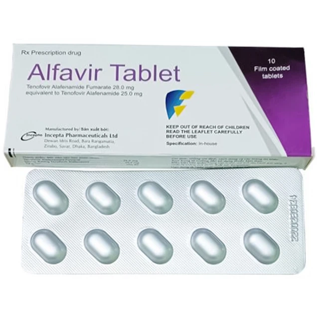 Thuốc điều trị viêm gan B mạn tính Alfavir Tablet Incepta hộp 1 vỉ x 10 viên