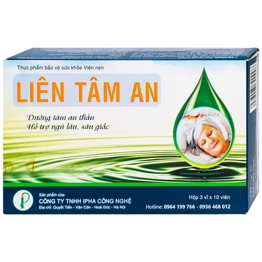Dưỡng tâm an thần, hỗ trợ ngủ lâu, sâu giấc Liên Tâm An IPHA hộp 3 vỉ x 10 viên