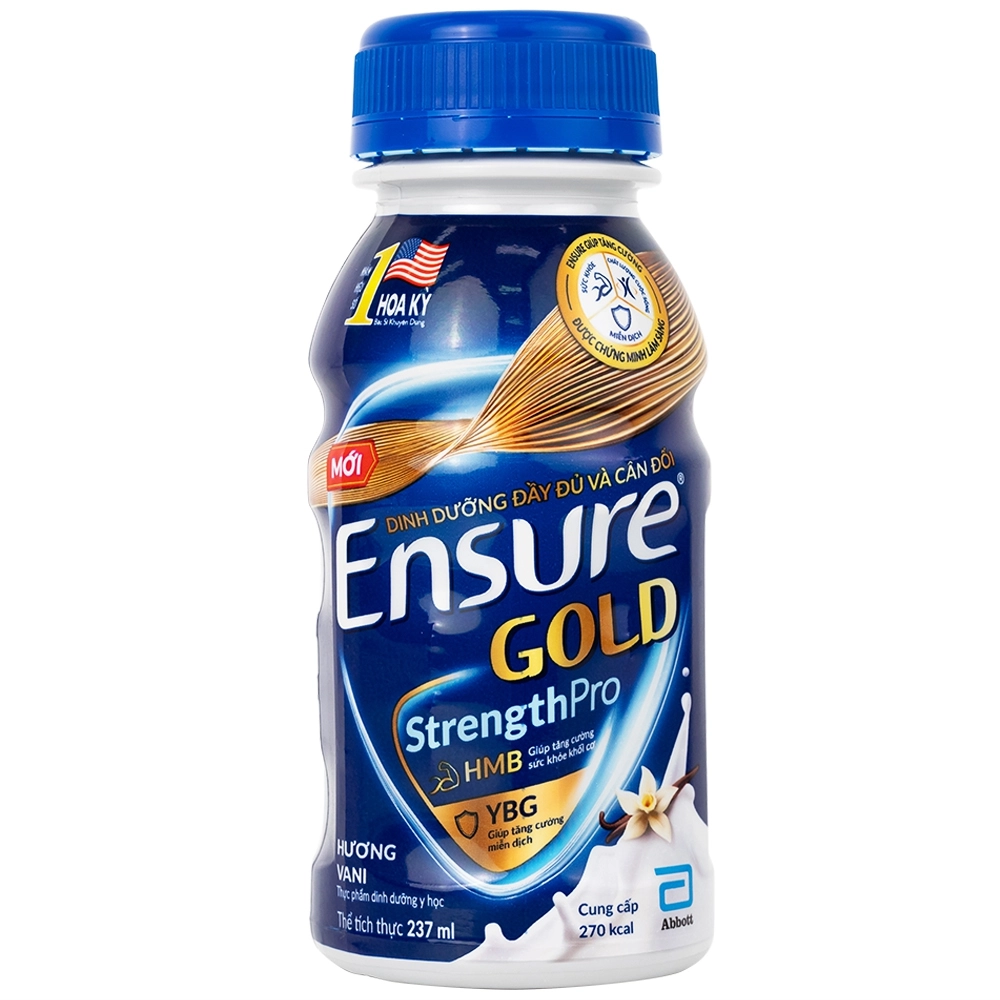 Tăng cường sức khỏe, tăng cường miễn dịch sữa Ensure Gold StrengthPro hương vani 237ml Abbott hộp 4 lốc x 6 chai