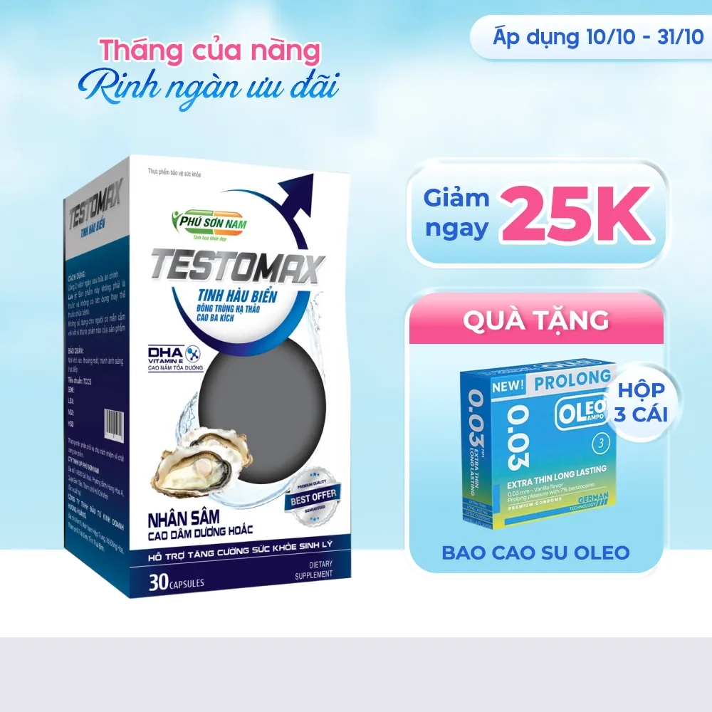 [Giảm 25k + quà tặng] Hỗ trợ tăng cường sức khoẻ sinh lý Testomax hộp 30 viên