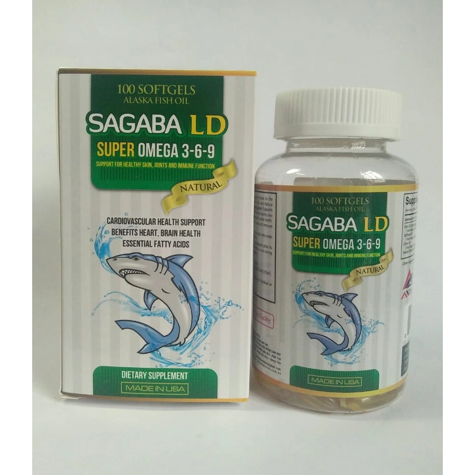 Viên uống hỗ trợ điều trị ngăn ngừa bệnh tim mạch SAGABA LD Super Omega 3-6-9 hộp 1 lọ 100 viên nang mềm