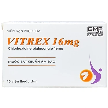 Viên đặt sát khuẩn âm đạo Vitrex 16mg hộp 2 vỉ x 5 viên