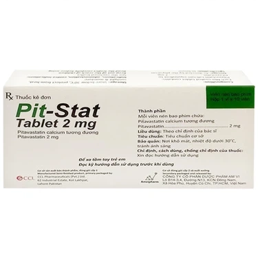 Thuốc trị mỡ máu Pit-Stat 2mg hộp 1 vỉ x 10 viên