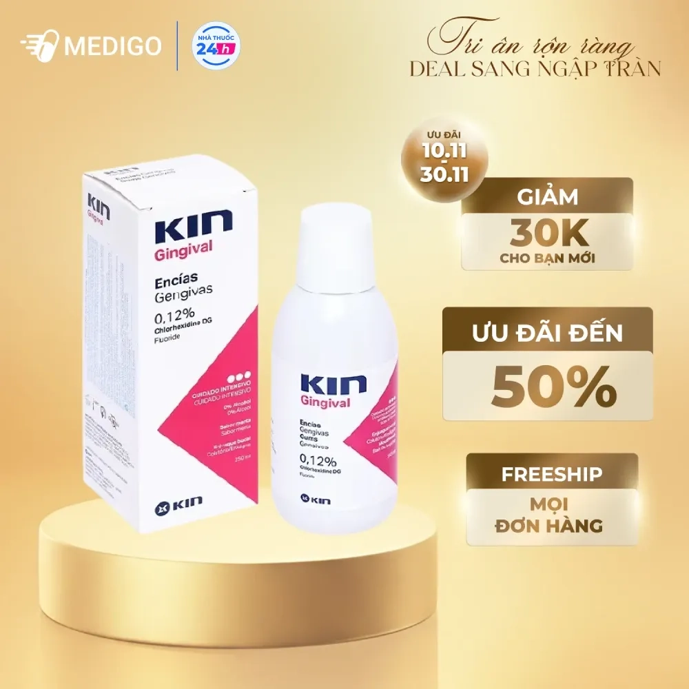 Nước súc miệng chăm sóc nướu Kin Gingival 0.12% hộp 1 chai 250ml
