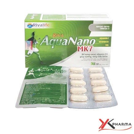 Bổ sung canxi, vitamin D3 giúp xương chắc khỏe Riva AquaNano Calcium Nano MK7 (Rivalife) hộp 3 vỉ x 10 viên nang mềm
