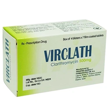 Thuốc điều trị viêm phổi Virclath 500mg hộp 4 vỉ x 7 viên