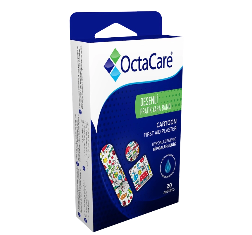 Băng dính vết thương OctaCare Cartoon First Aid Plaster hộp 20 miếng