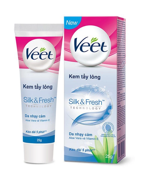 Kem tẩy lông Veet Silk & Fresh (da nhạy cảm) hộp 1 tuýp 25g