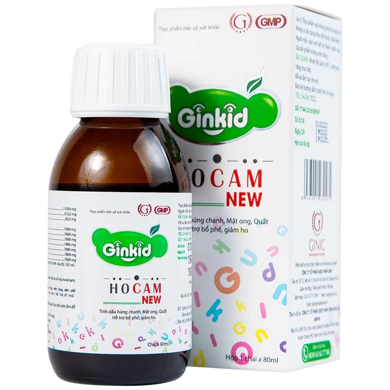 Hỗ trợ bổ phế giảm ho Ginkid Ho Cam NEW 80ml hộp 1 chai x 80ml