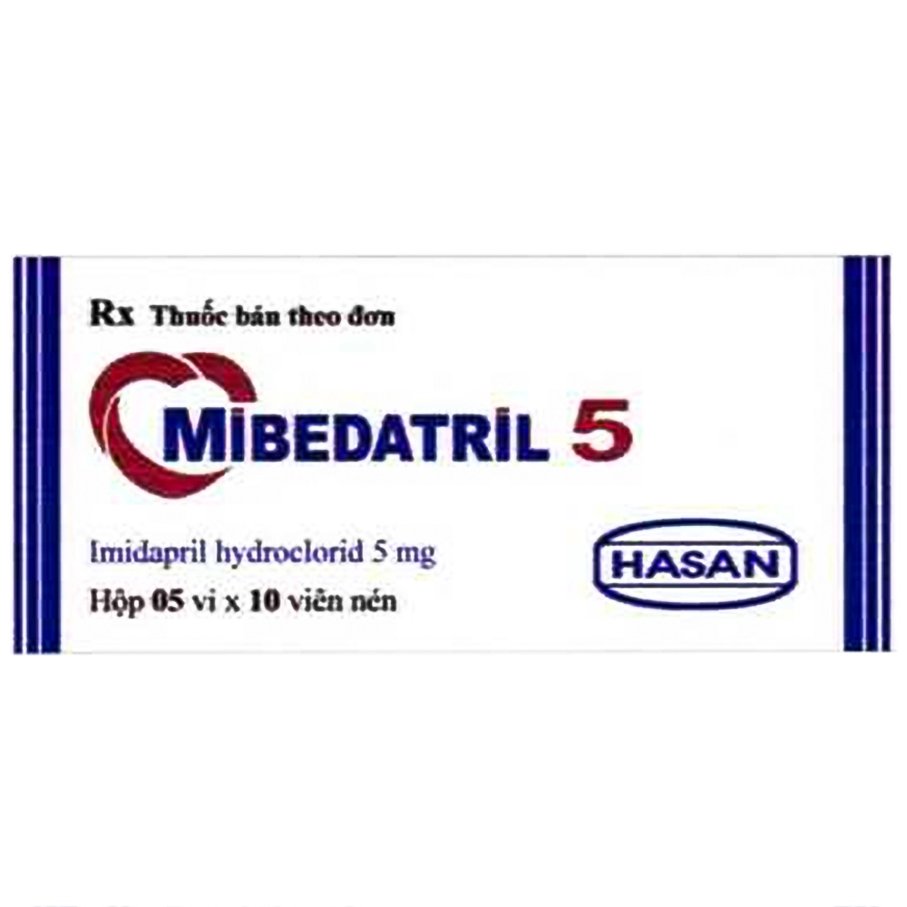 Điều trị tăng huyết áp vô căn Mibedatril 5 Hasan hộp 5 vỉ x 10 viên